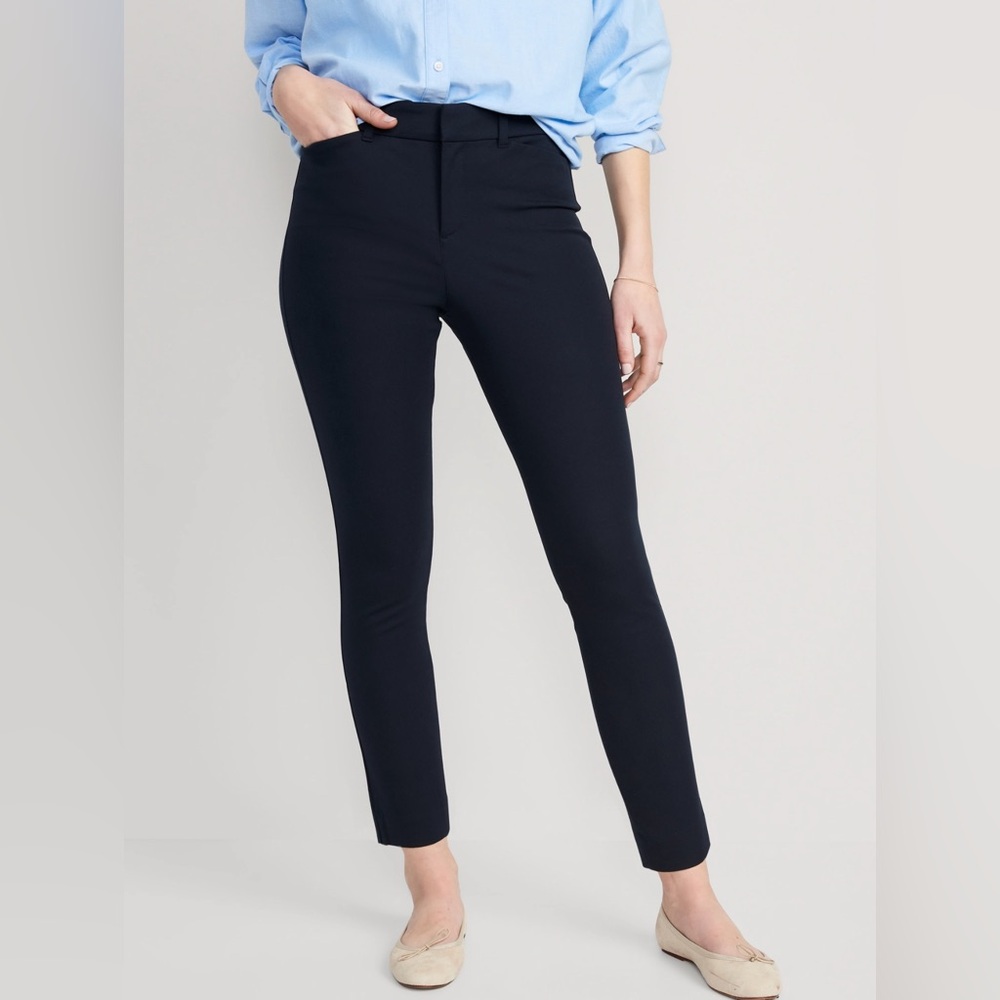 NEW Old Navy High Rise Pixie Skinny Ankle Stretch Career Pants Navy Blue 12 NWT